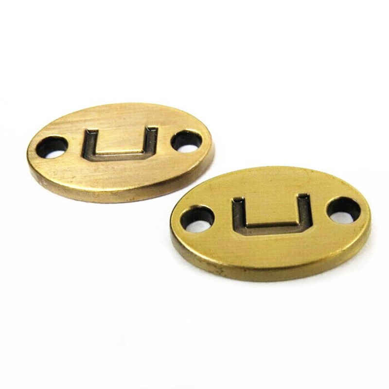 18mm Zinc Alloy Oval Custom Metal Logo Plate Label For Bags