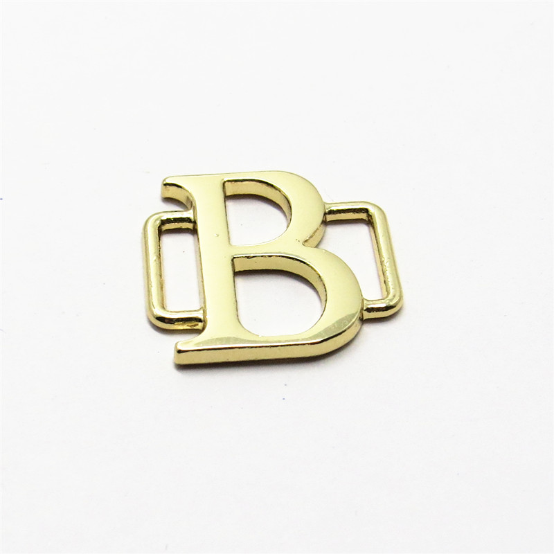 20MM Gold Zinc Alloy  Custom B Letter Metal Logo Plate For Bags