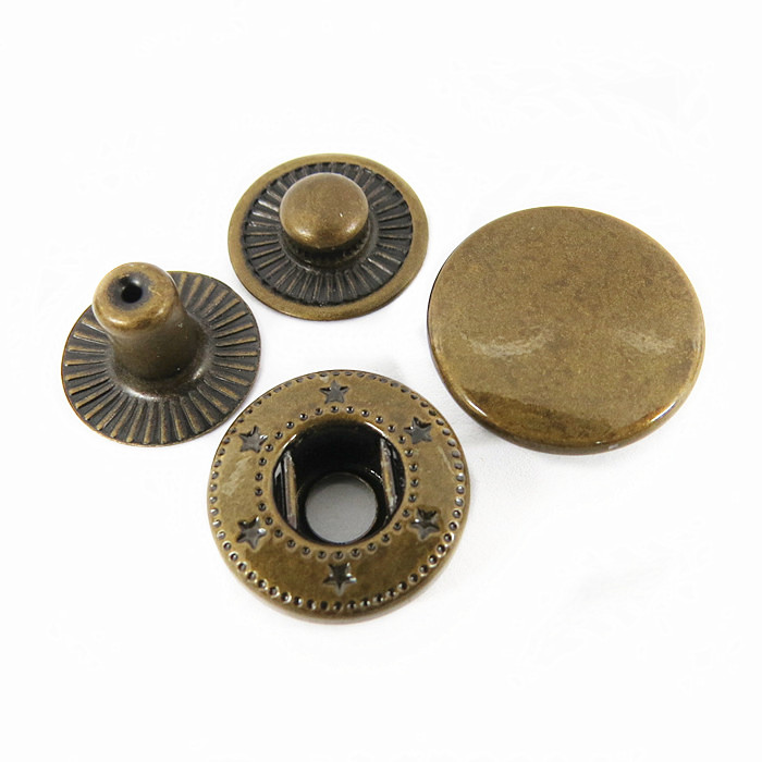 4 Part Custom Antique Brass Metal Press Snap Button