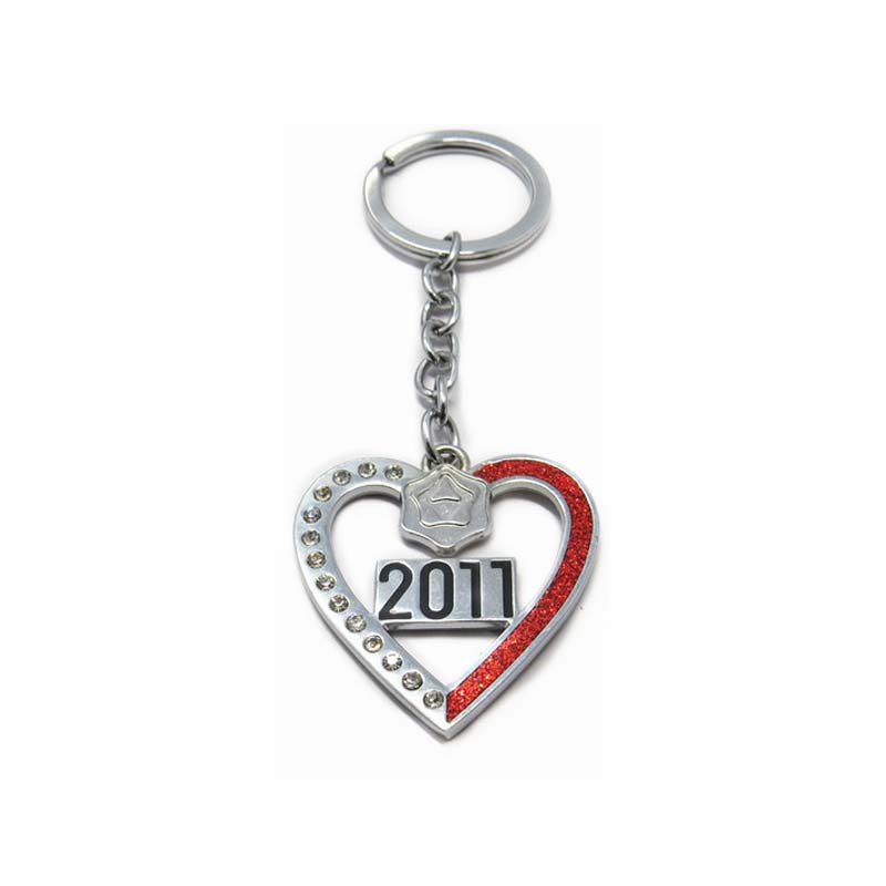 Custom Zinc Alloy Fashionable Heart Shape Key Chains with Logo
