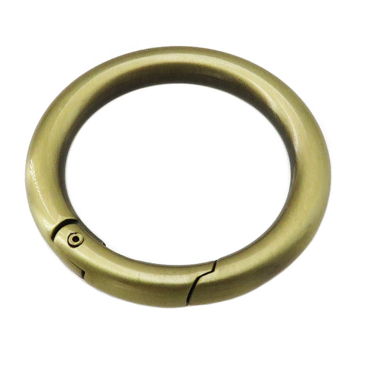 High Quality Antique Brass Zinc Alloy Metal O Gate Ring Round Snap Hook Circle Carabiner Hooks