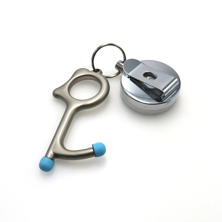New Design Hands Free Zero Contact Acrylic Metal Elevator Key No Touch Handle Keychain Door Opener Tool
