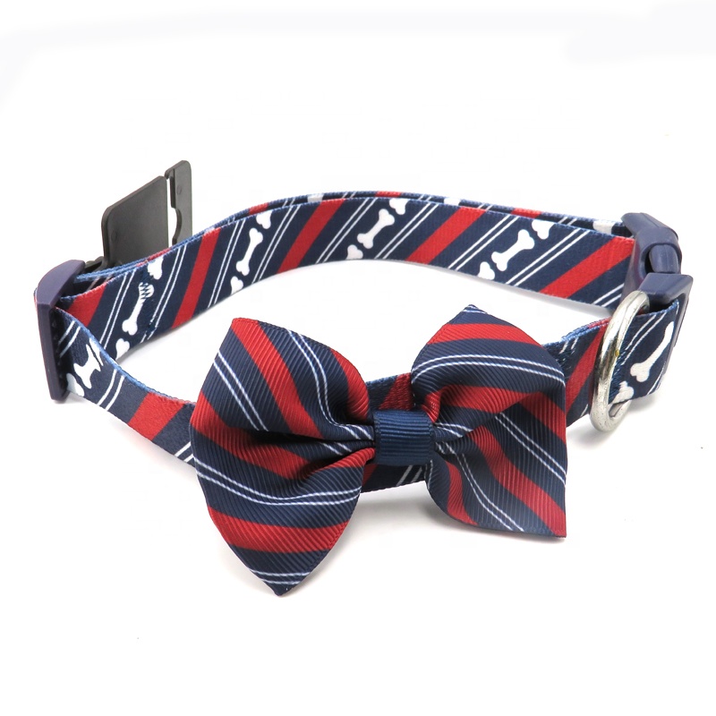Wholesale OEM Pet Accessories Manufacturer Earth Friendly High Density Nylon Dog Collar with Bowtie
