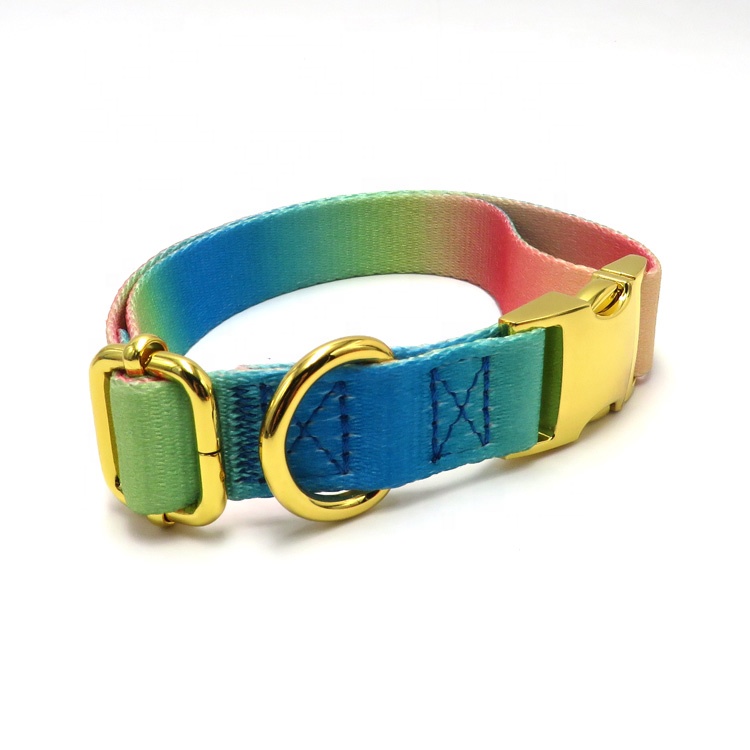 Custom High Quality Heat Transfer Sublimations Soft Gold Colorful Dog Collar Solid Color Dog Collars and Leashes