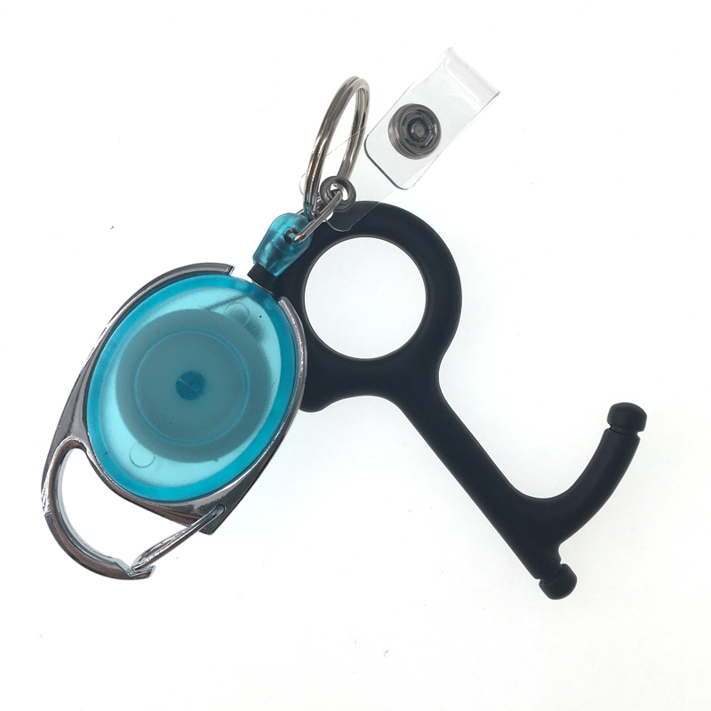 Customized Logo No Touch Door Opener Stylus-Function Touchless Opener with Retractable Keychain
