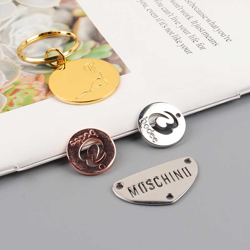 Hot sale Gold color metal labels engrave name tags metal plates for handbags custom metal tags