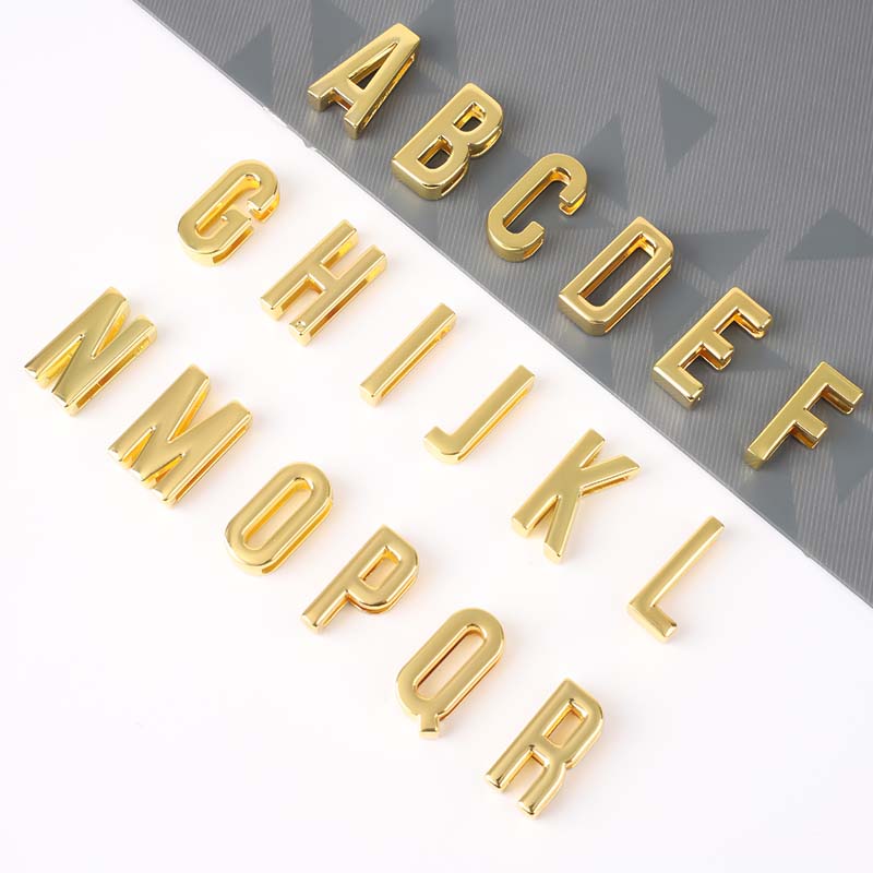 Handbag Accessories Hardware OEM ODM Design 26 Alphabets Gold Metal Rivet Letter Logo For Wallet