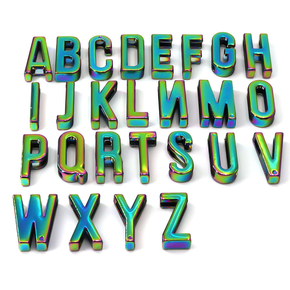 New Style Initial Slide Metal Alphabet Charms 26 English Letters For Straps And Jewelry Findings